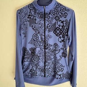 Kerrits Periwinkle Jacket with Black Scroll pattern